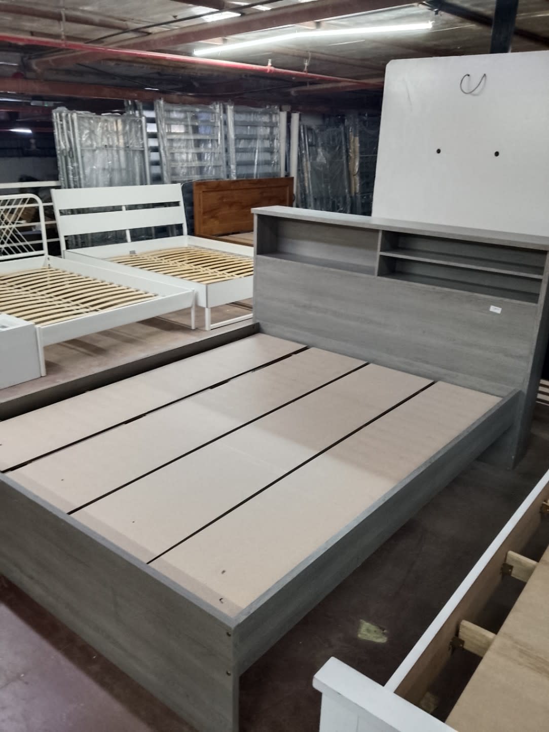 Double Bed Frame with Storage Headboard 3