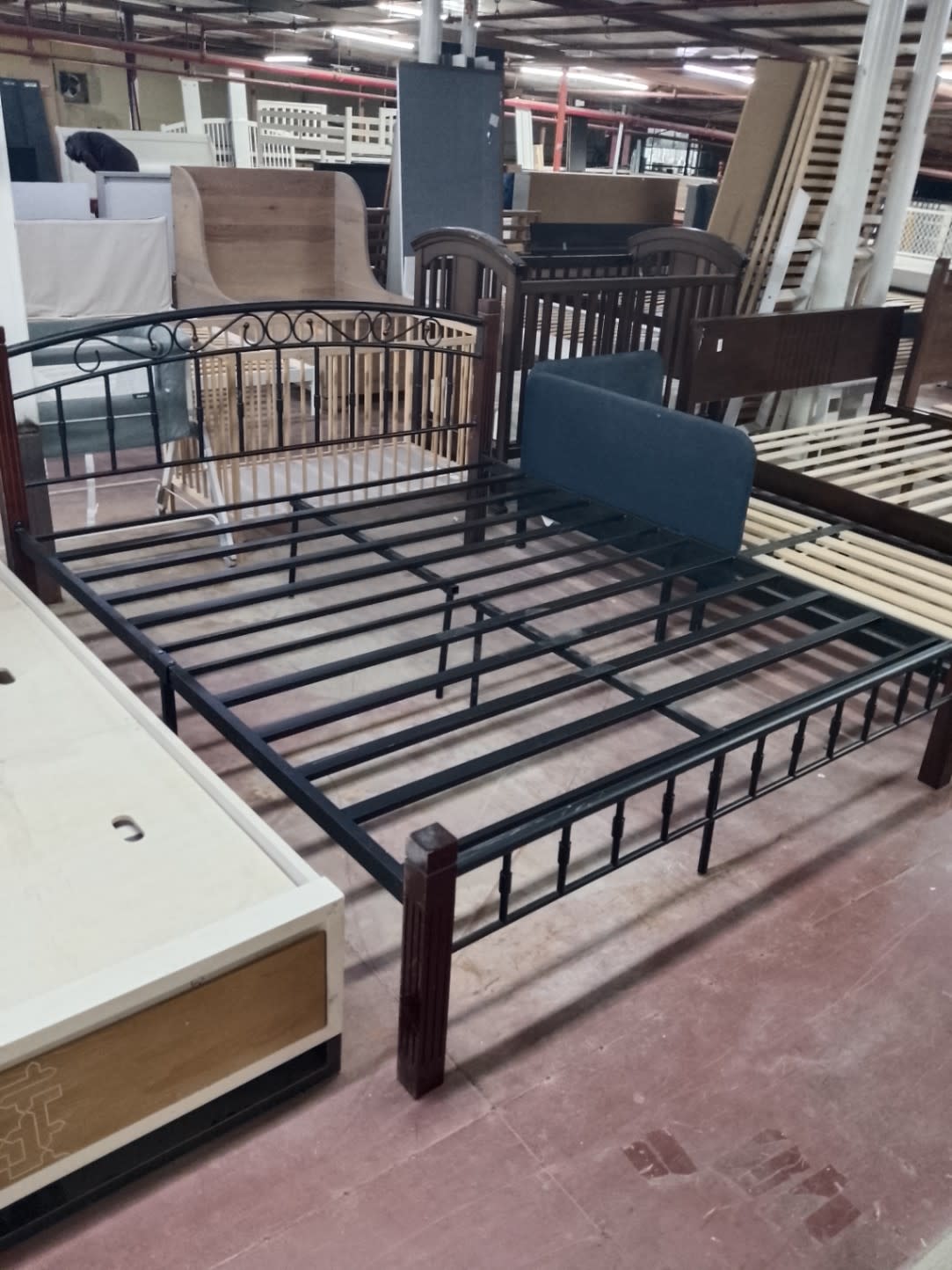 Metal Bed Frame with Scroll Headboard 2