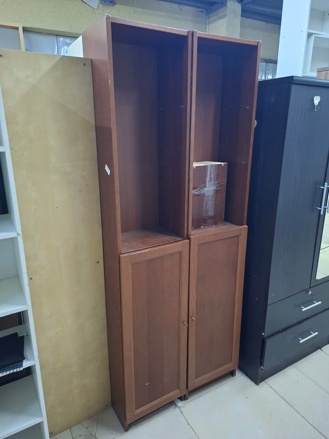 Tall Storage Cabinet with Open Shelves and Lower Doors 3
