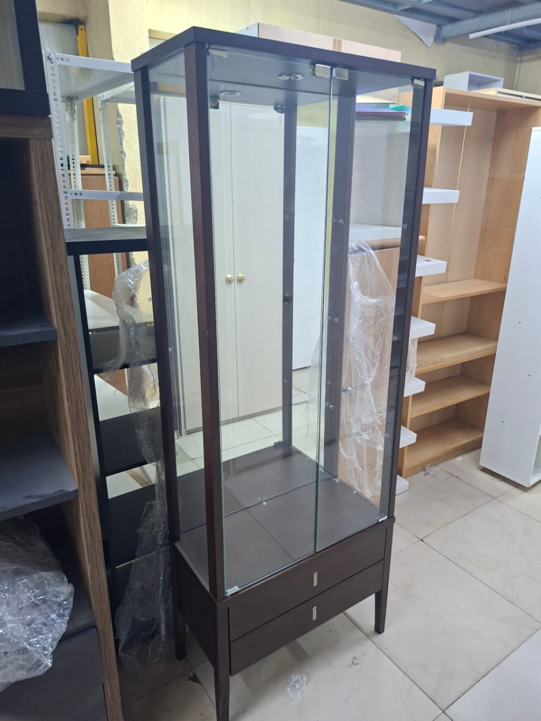 Glass Display Cabinet with Drawers 2