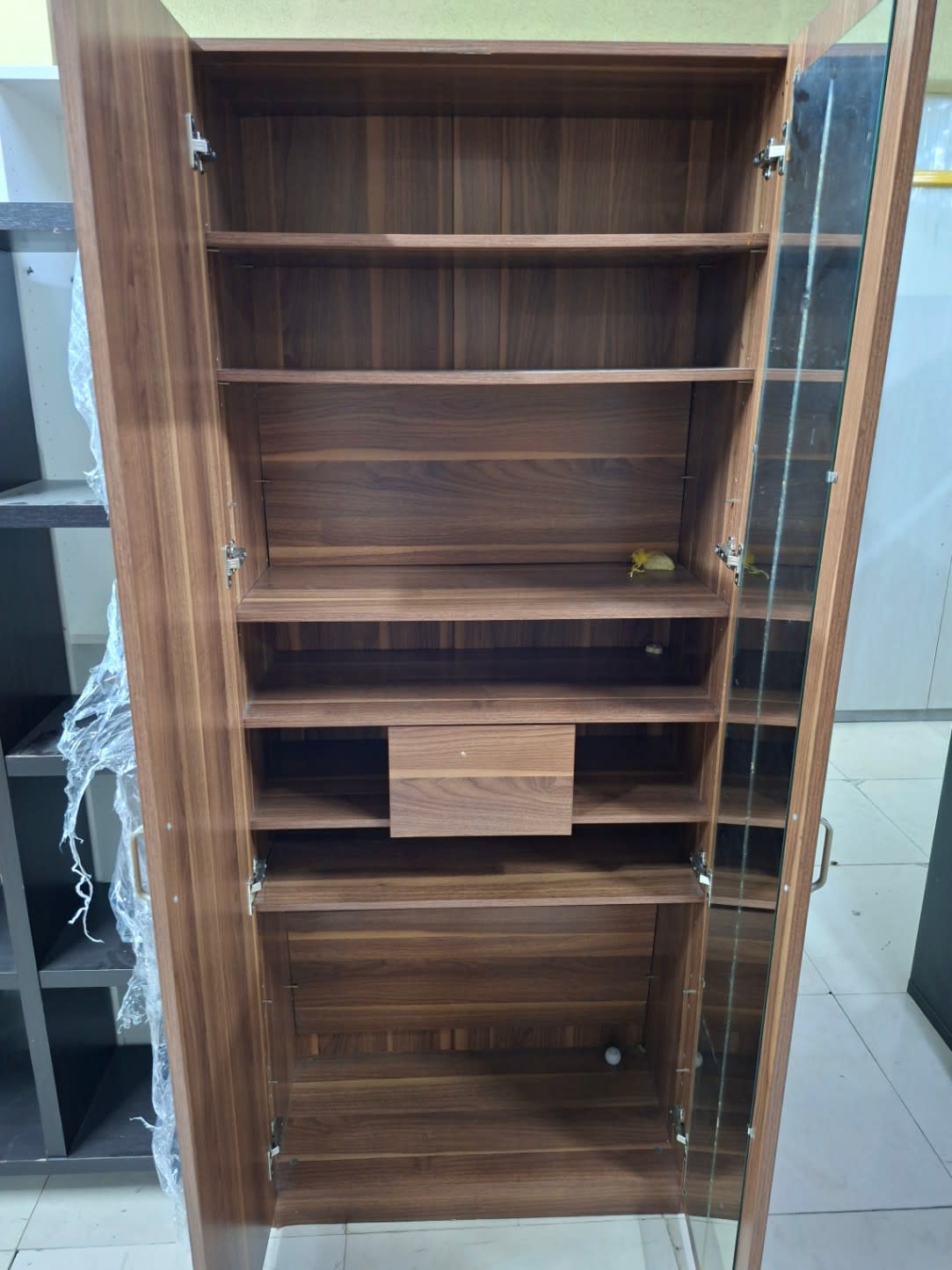 2-Door Storage Cabinet with Shelves and Drawer 2