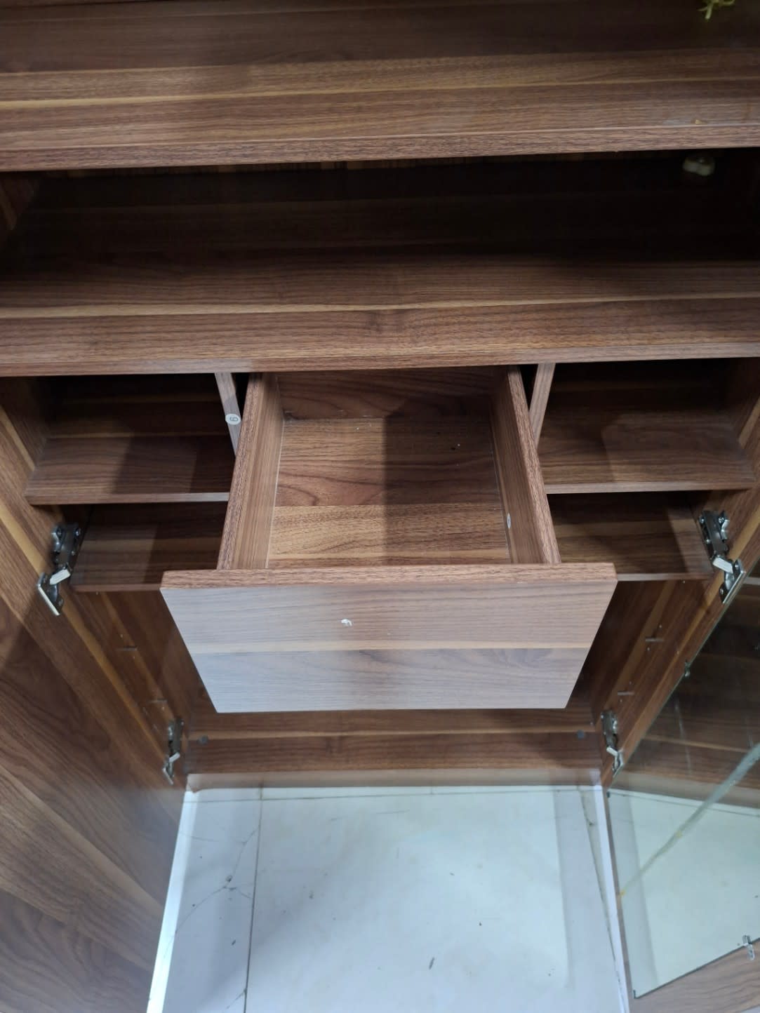 2-Door Storage Cabinet with Shelves and Drawer 3