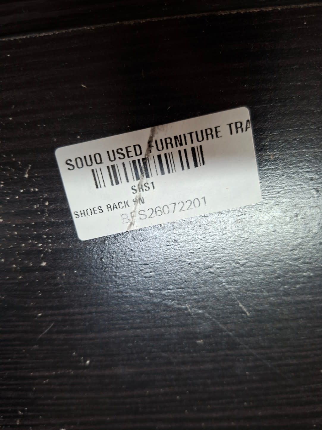 Bufaisal barcode label BFS26072201 for used dark shoe cabinet