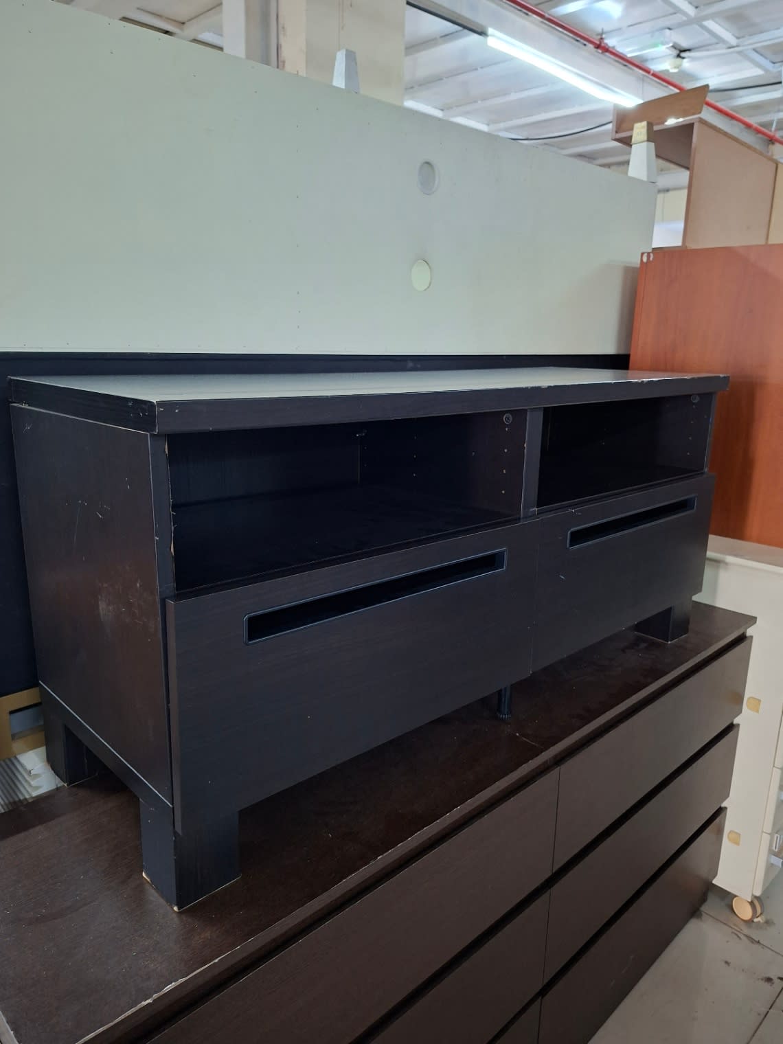 TV Stand with Drawers and Open Shelves