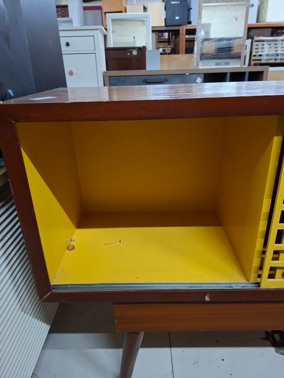 TV Stand with Lattice Sliding Doors 2