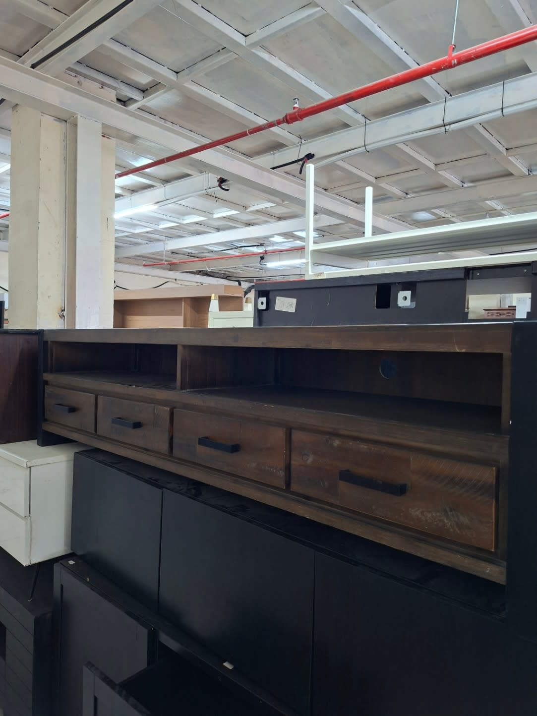 TV Stand with Drawers and Open Shelf