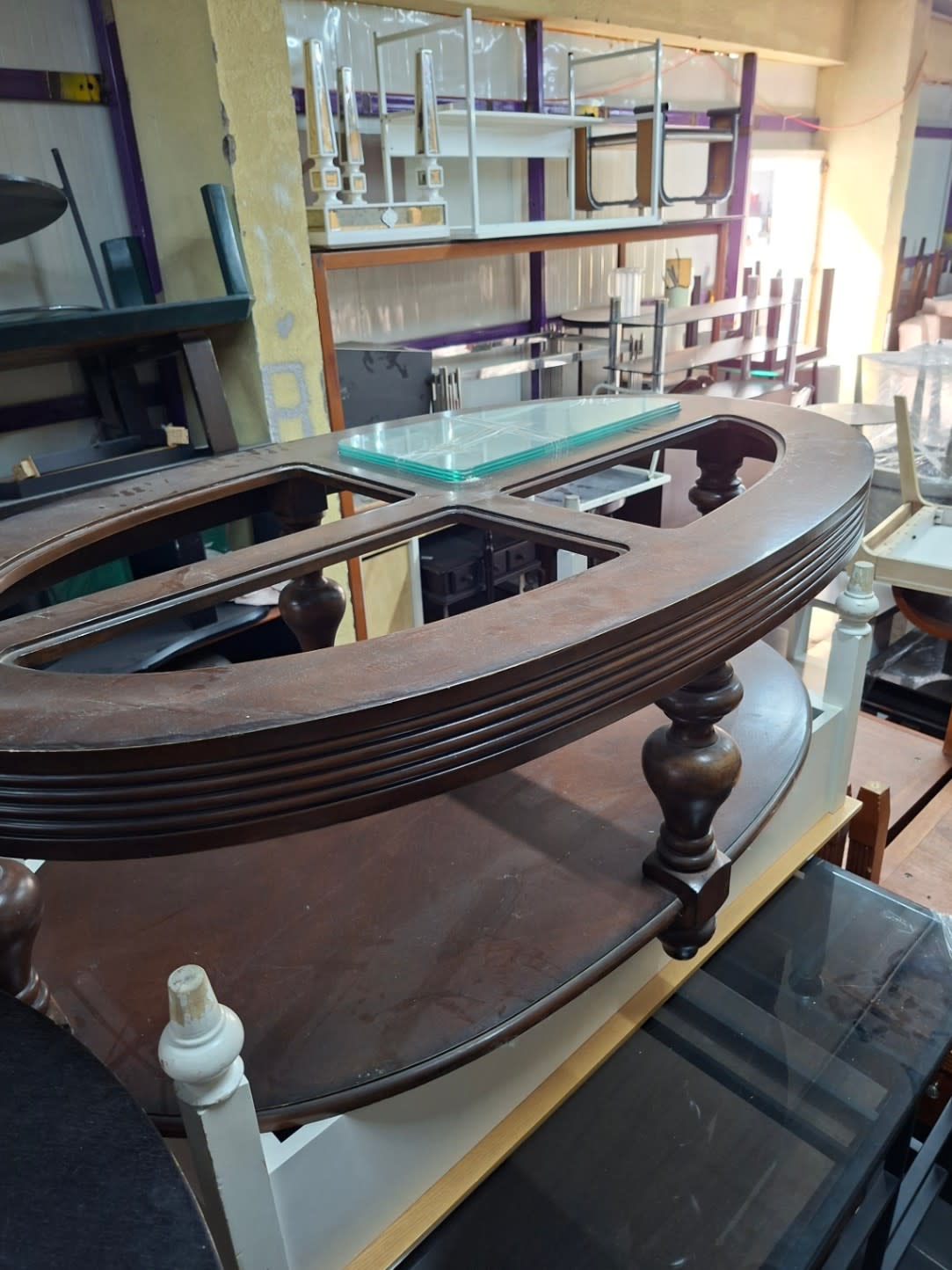 Oval Coffee Table with Glass Inserts 3