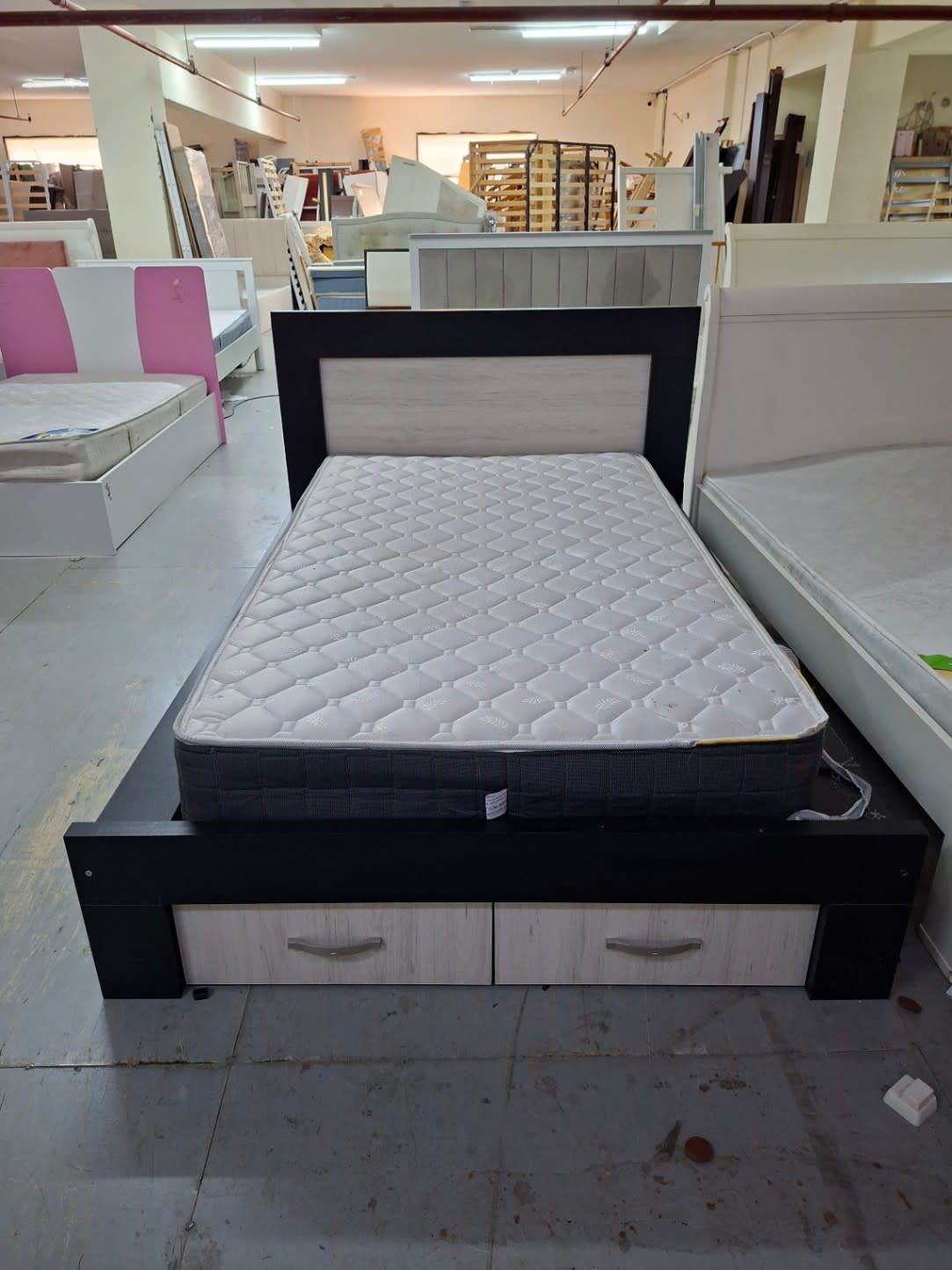 Double Bed Frame with Storage Drawers and Mattress