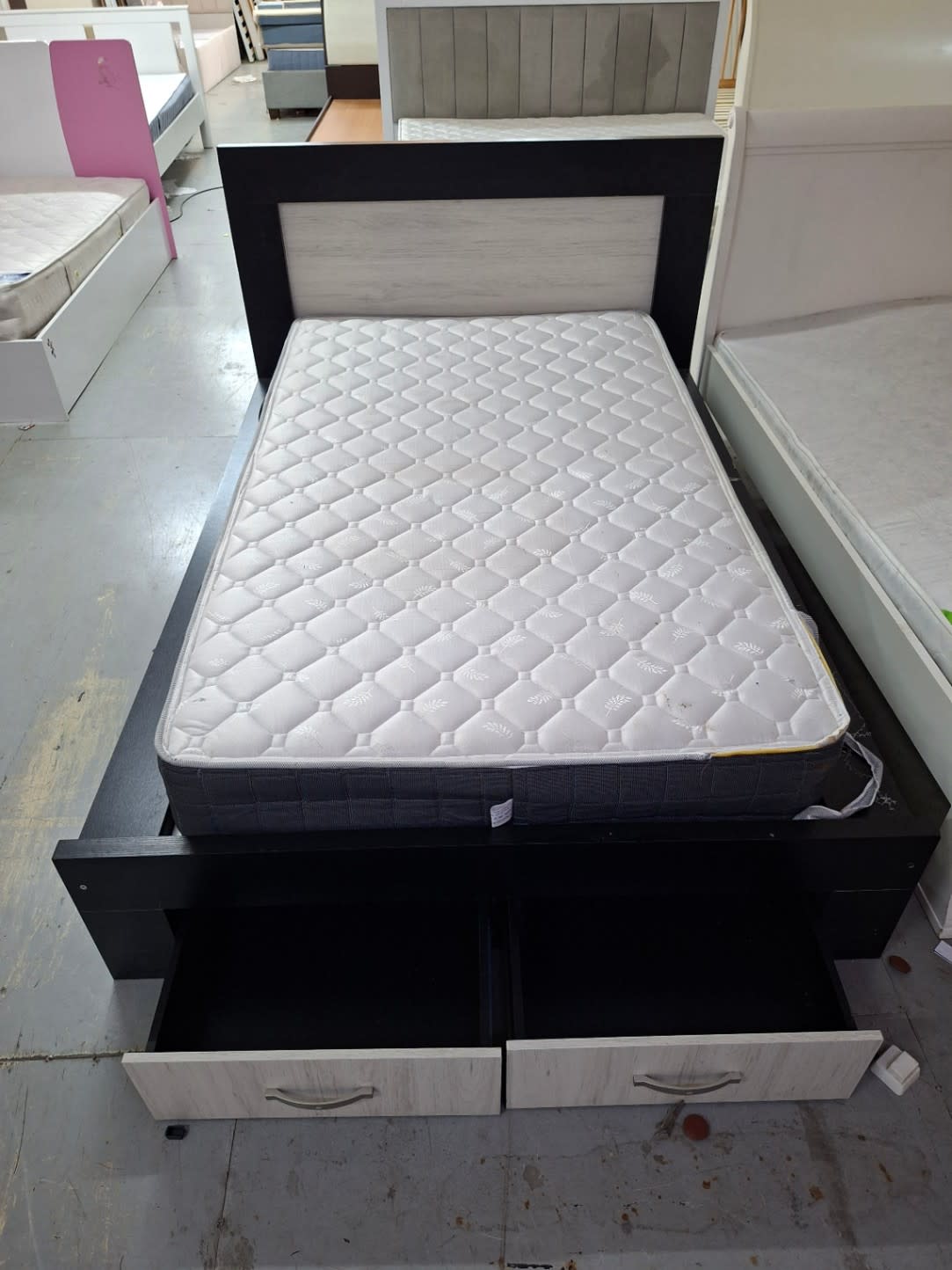 Double Bed Frame with Storage Drawers and Mattress 2
