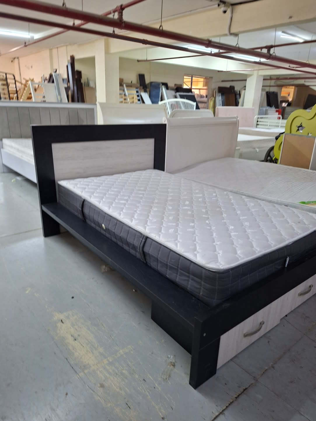Double Bed Frame with Storage Drawers and Mattress 3