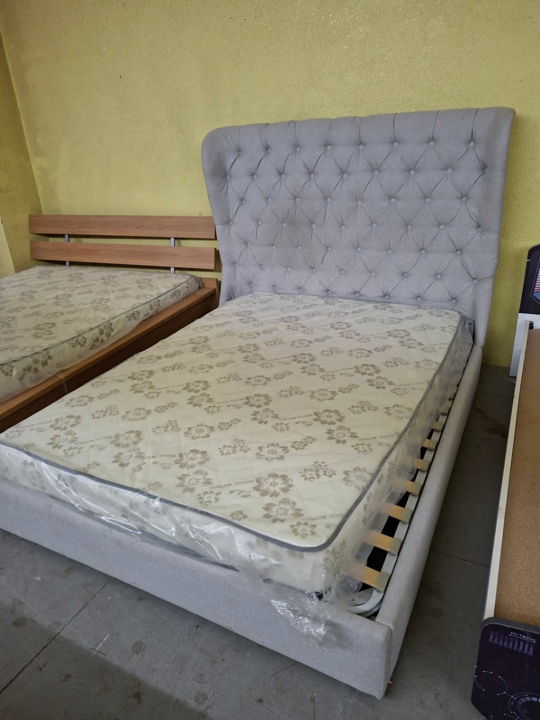 Wingback Upholstered Bed Frame with Mattress 2