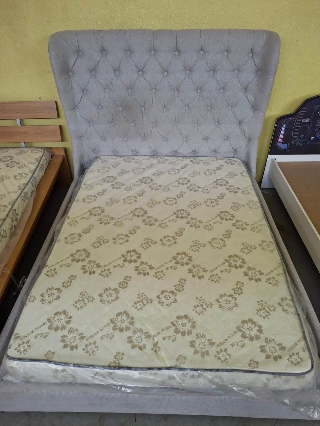Wingback Upholstered Bed Frame with Mattress 3