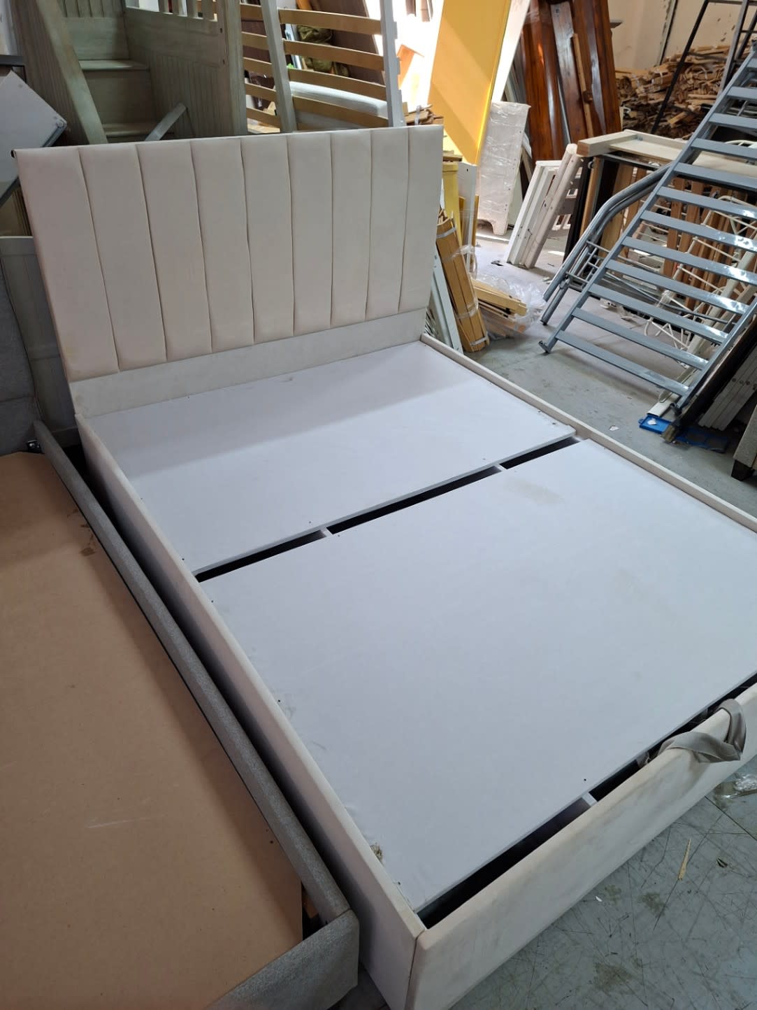 Upholstered Bed Frame with Channel-Tufted Headboard 3
