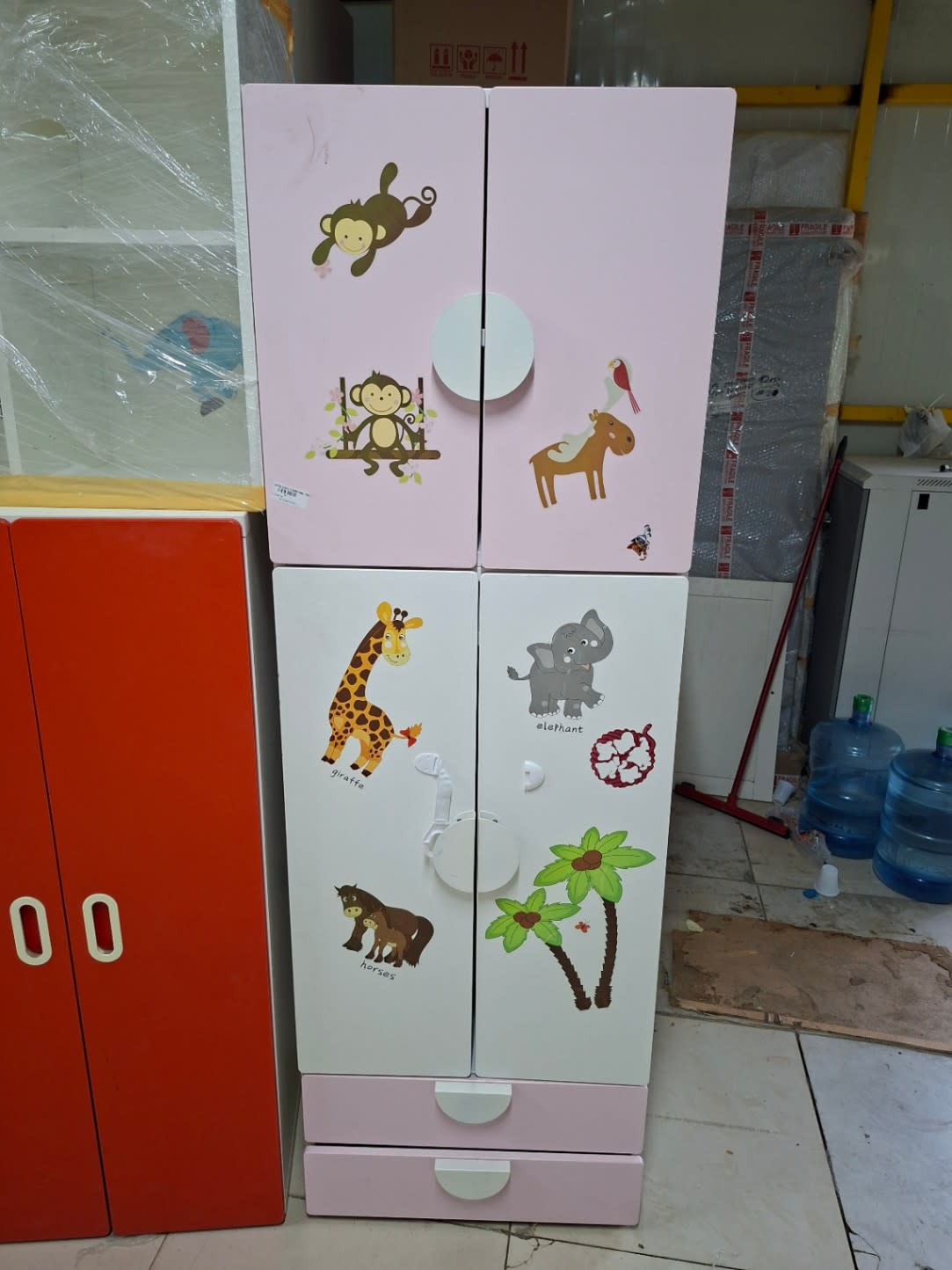Kids Wardrobe with Animal Stickers