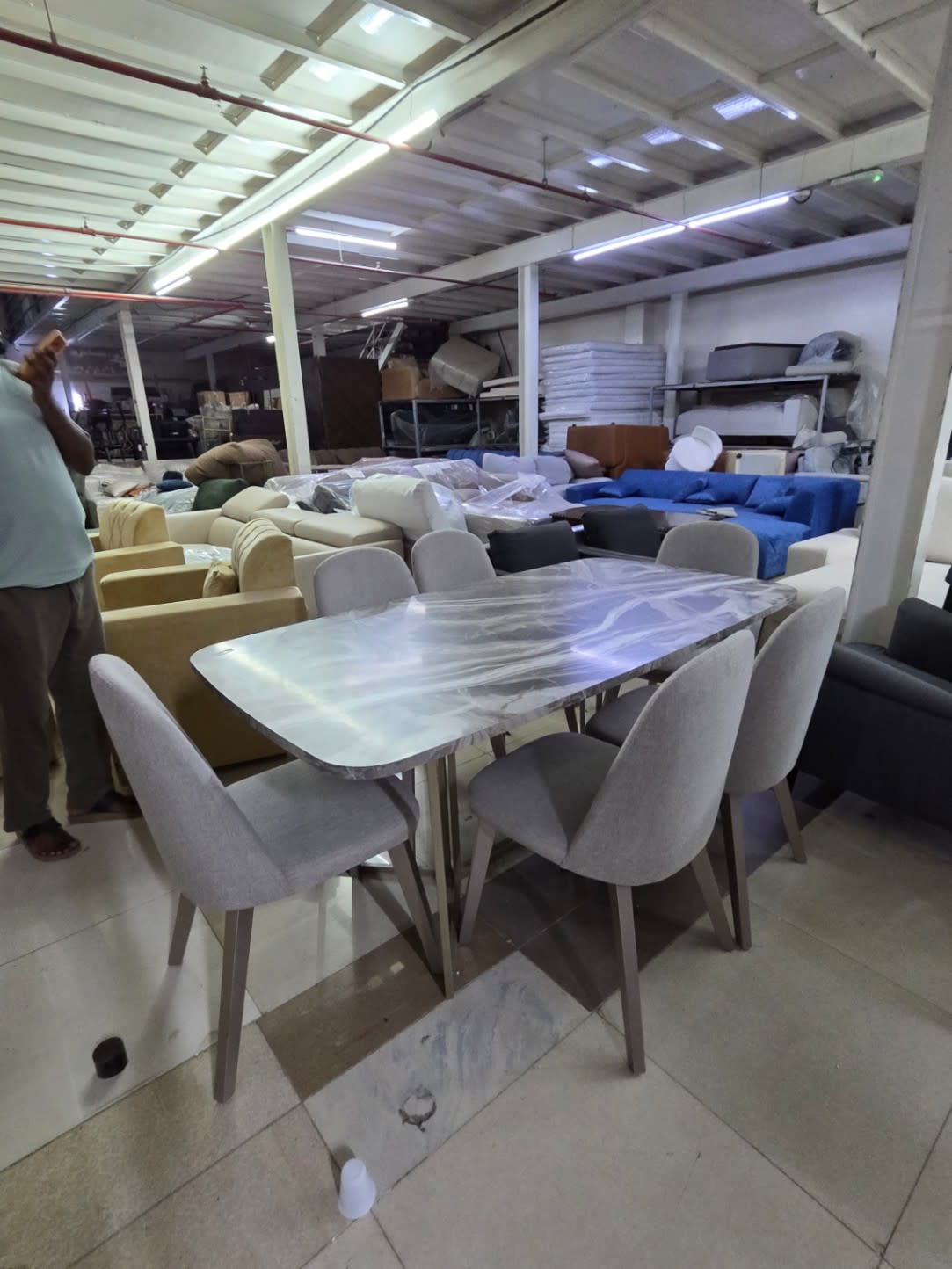 6-Seater Dining Set with Marble-Effect Table 3
