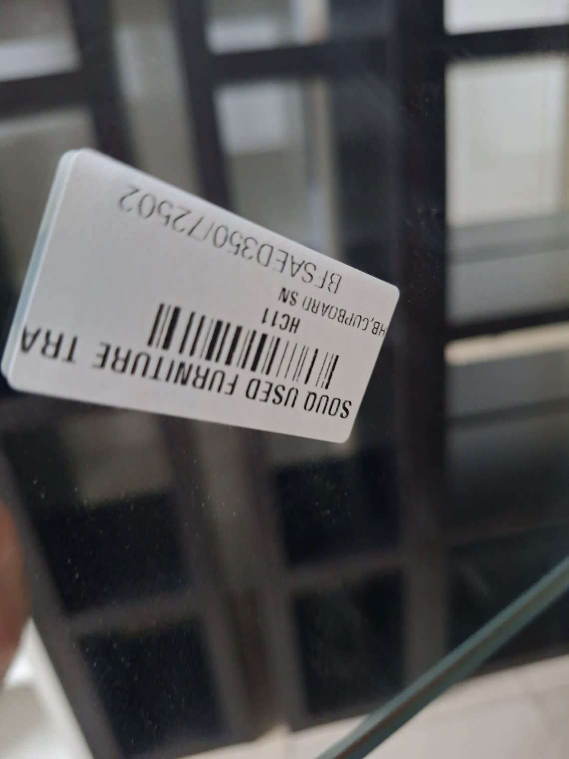 Bufaisal barcode label BFSAED35072502 for new single-door wardrobe at Shop C Ajman