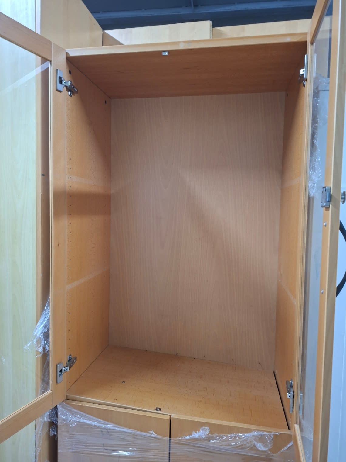 2-Door Storage Cupboard with Glass Upper Doors 2