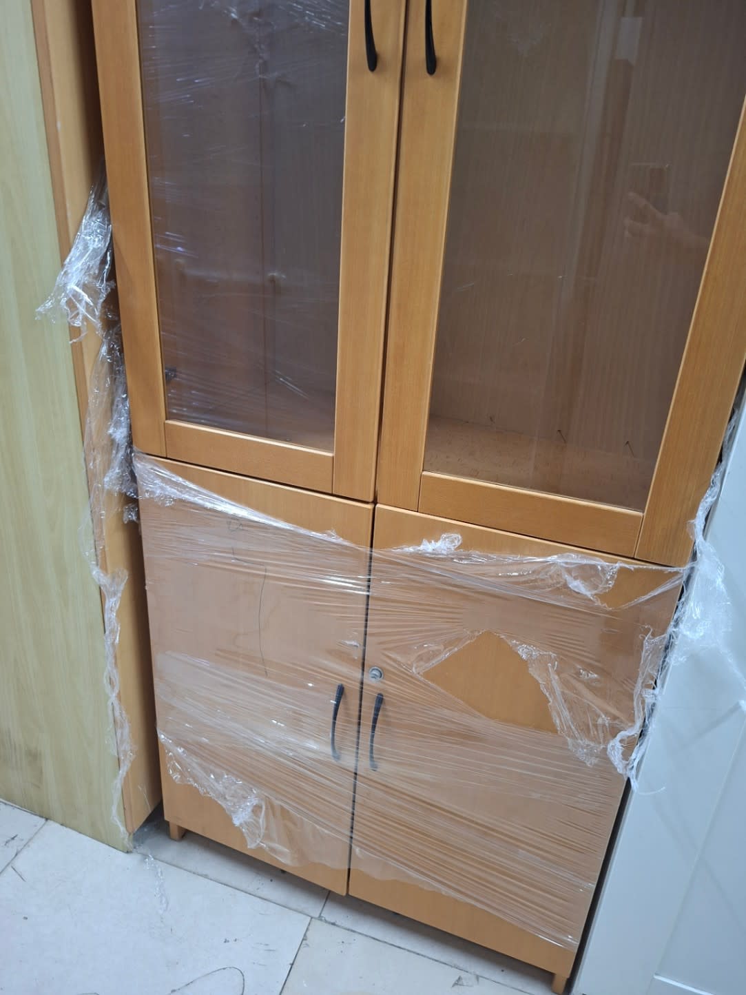 2-Door Storage Cupboard with Glass Upper Doors 3