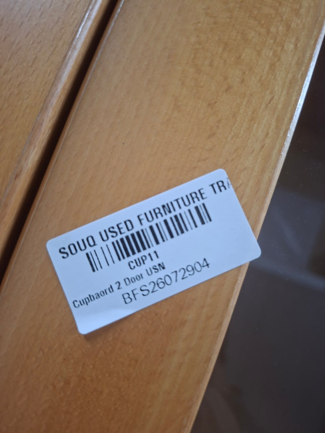 Bufaisal barcode label BFS26072904 for used 2-door storage cupboard