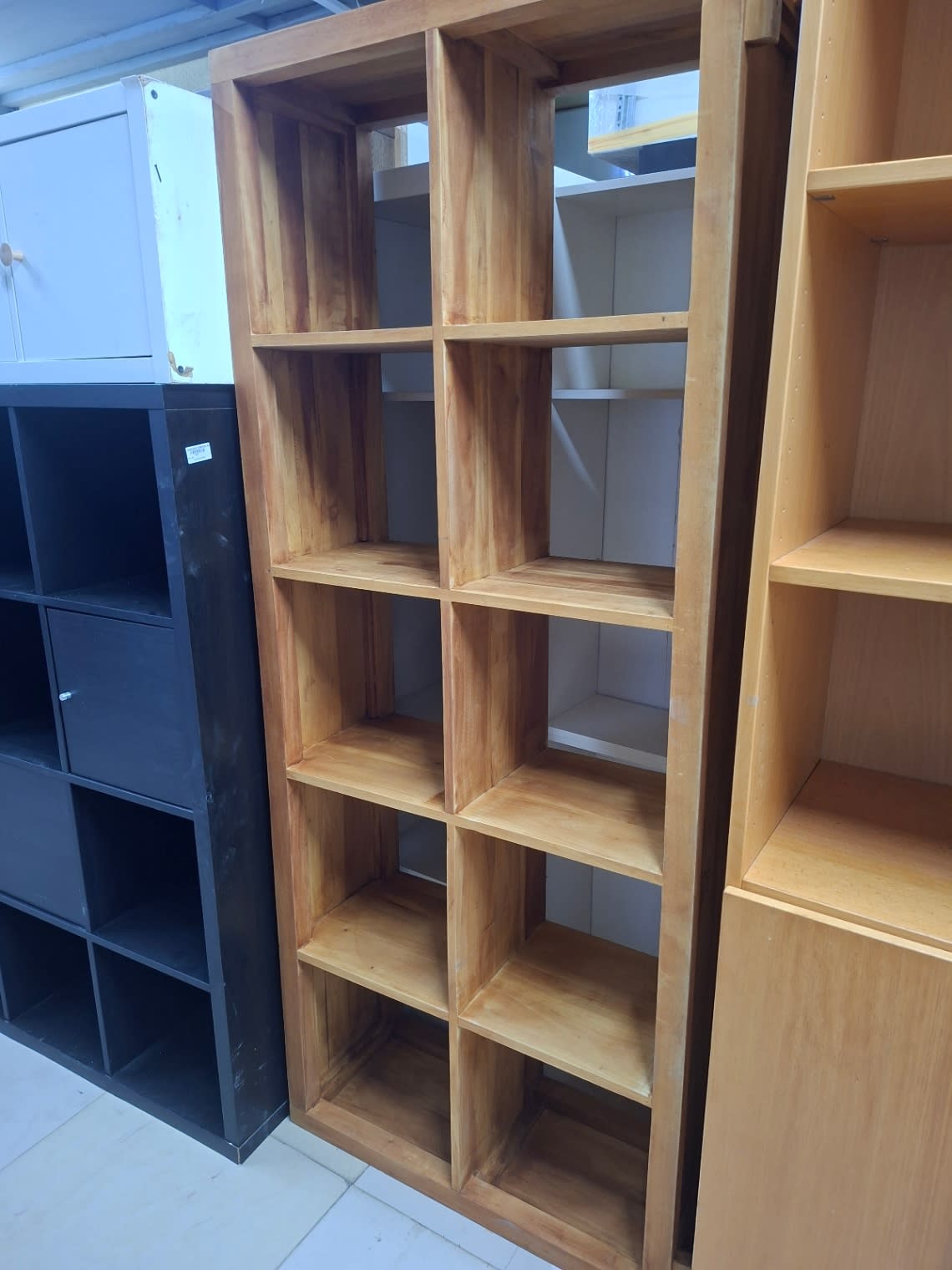 Tall Wood Cube Shelving Unit