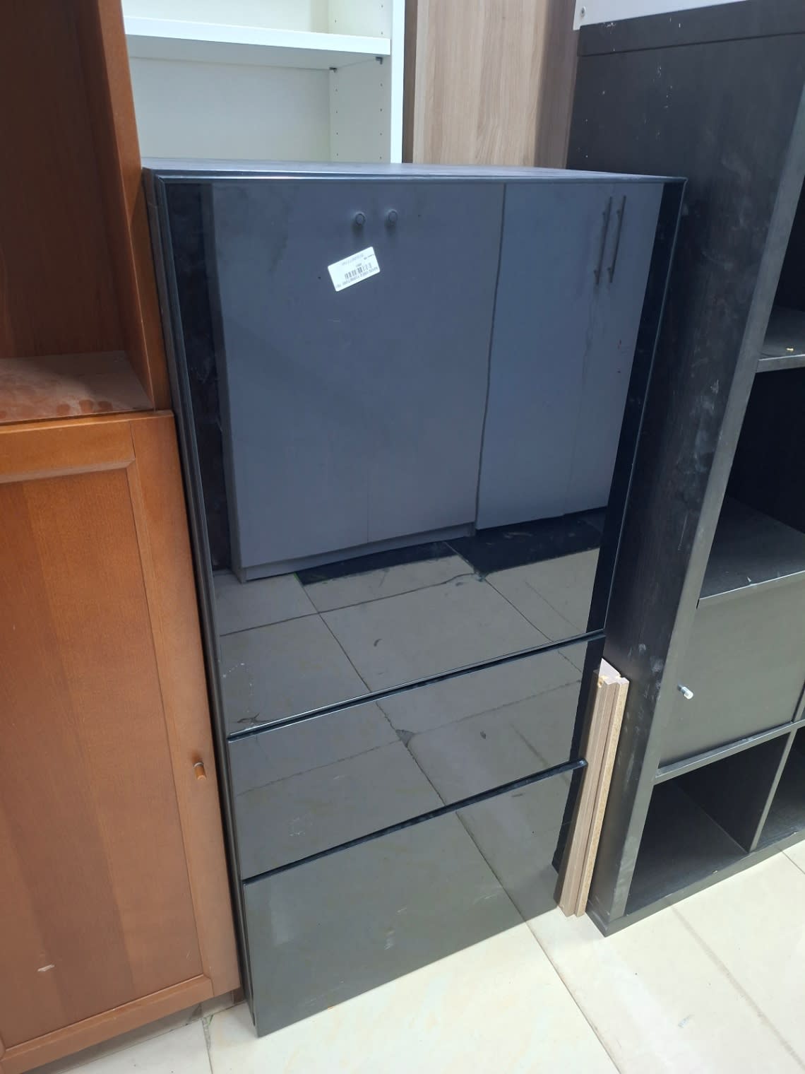 Storage Cabinet with Drawers and Glass Door