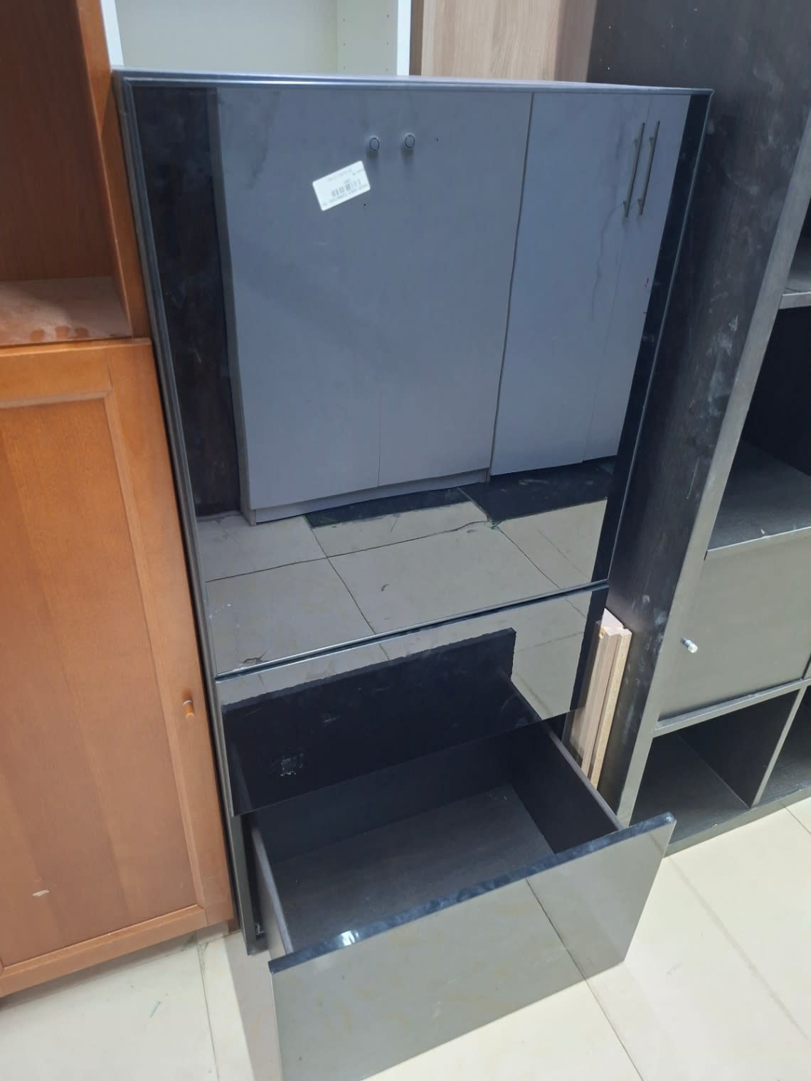 Storage Cabinet with Drawers and Glass Door 3