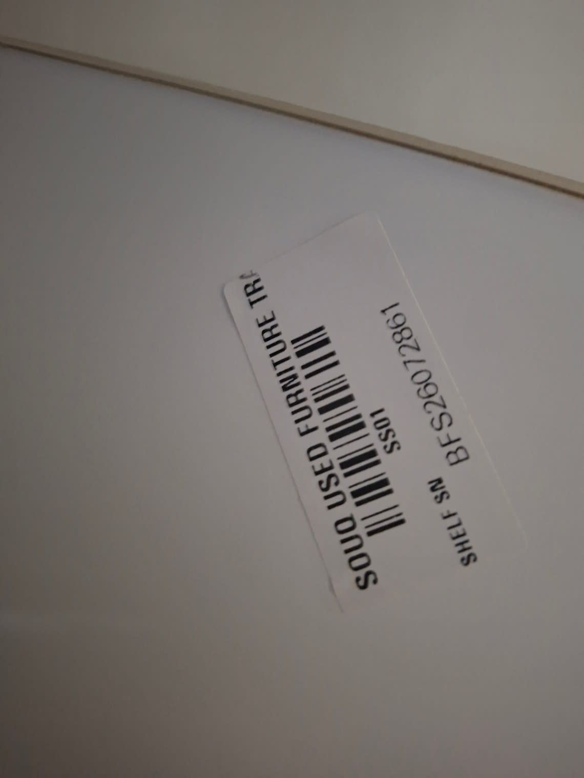 Bufaisal barcode label BFS26072861 for used white cube shelving unit