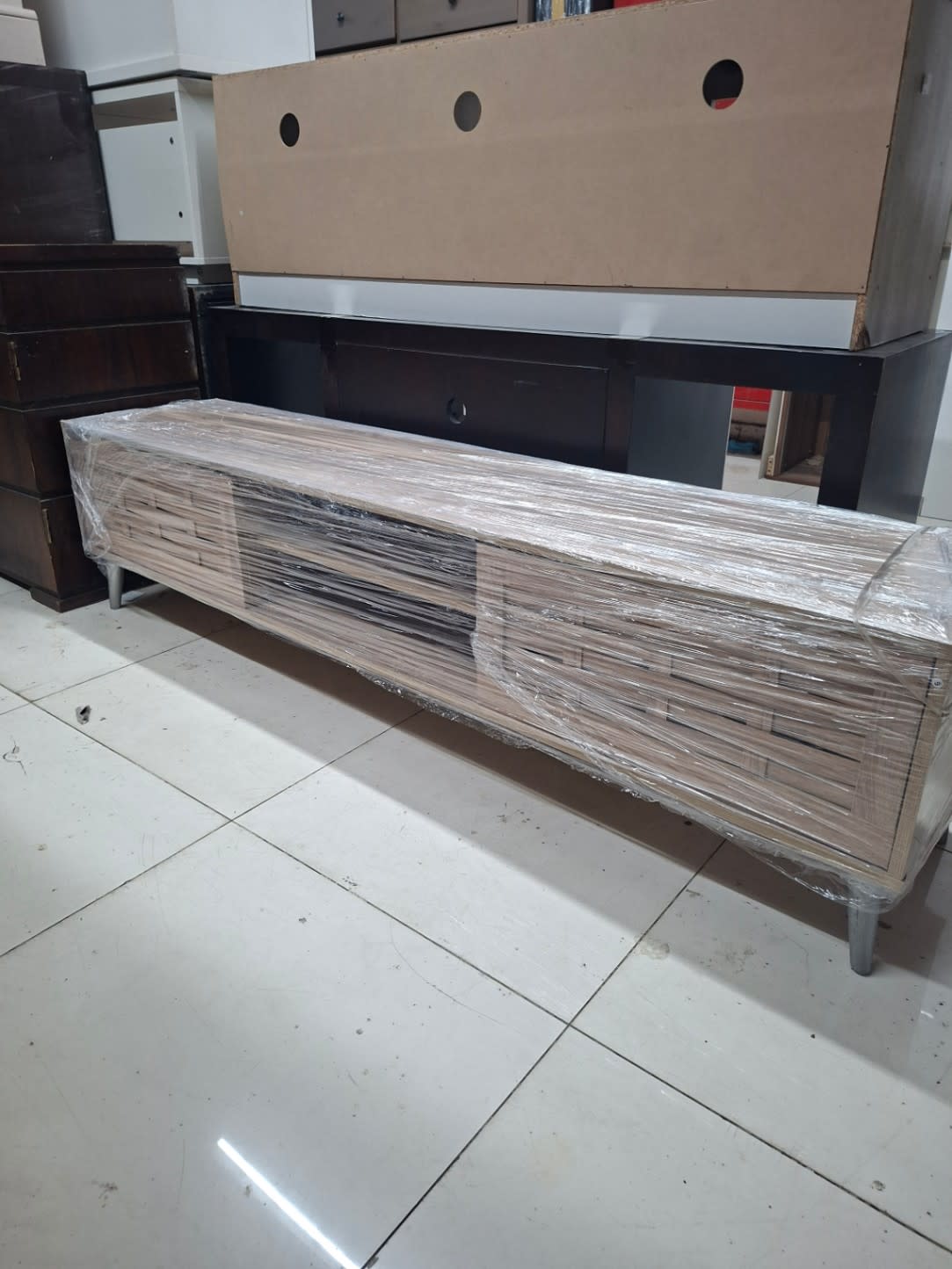 TV Stand with Cabinet Doors and Open Shelf