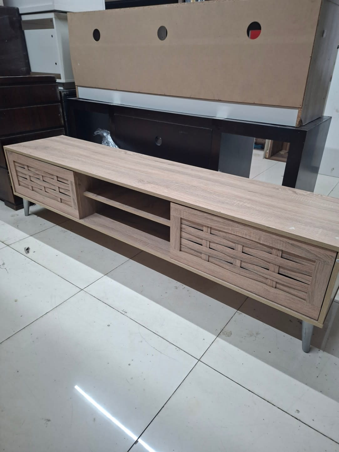 TV Stand with Cabinet Doors and Open Shelf 2