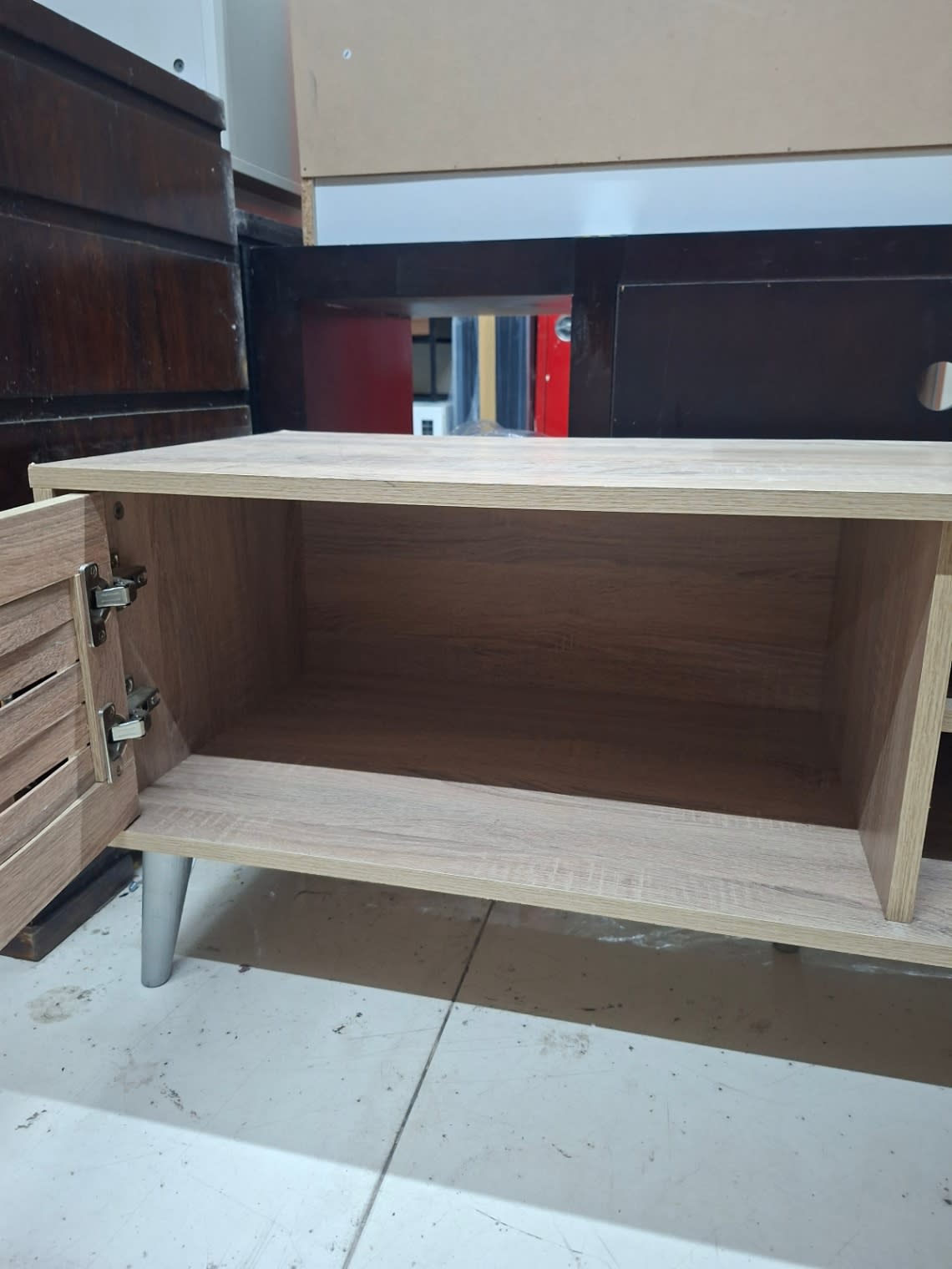 TV Stand with Cabinet Doors and Open Shelf 3