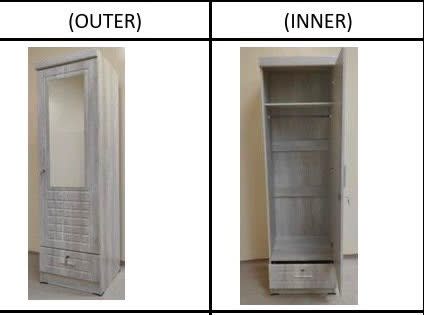 Single-Door Wardrobe with Mirror and Bottom Drawer 3