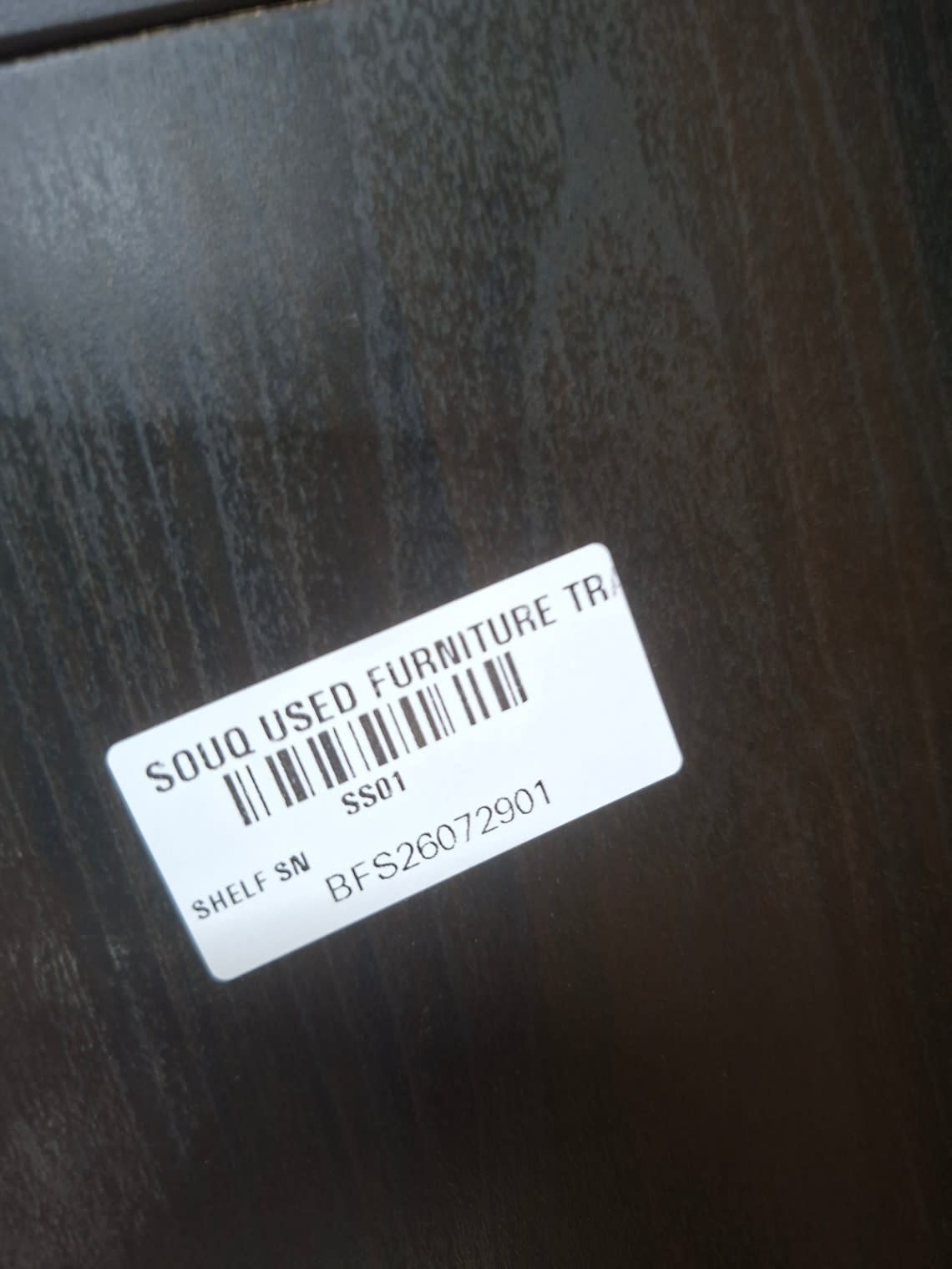 Bufaisal barcode label BFS26072901 for used 16-cube shelving unit