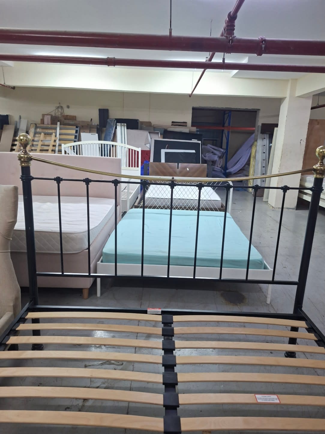 Metal Bed Frame with Brass Finials 3