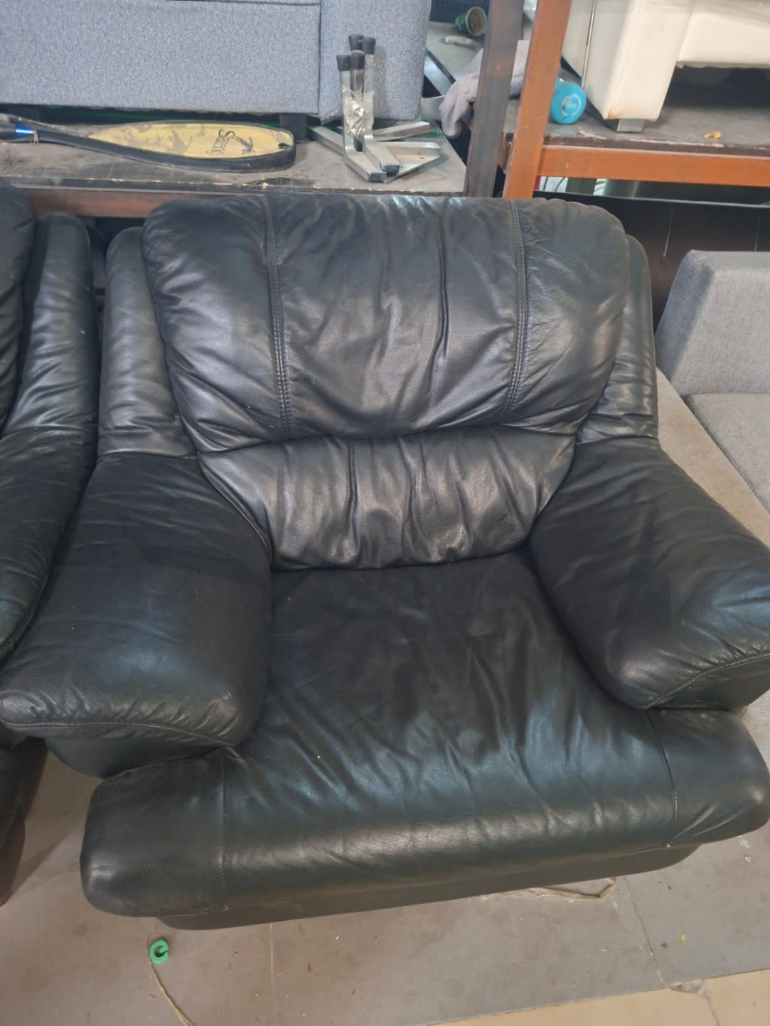 Black Leather Sofa Set 3