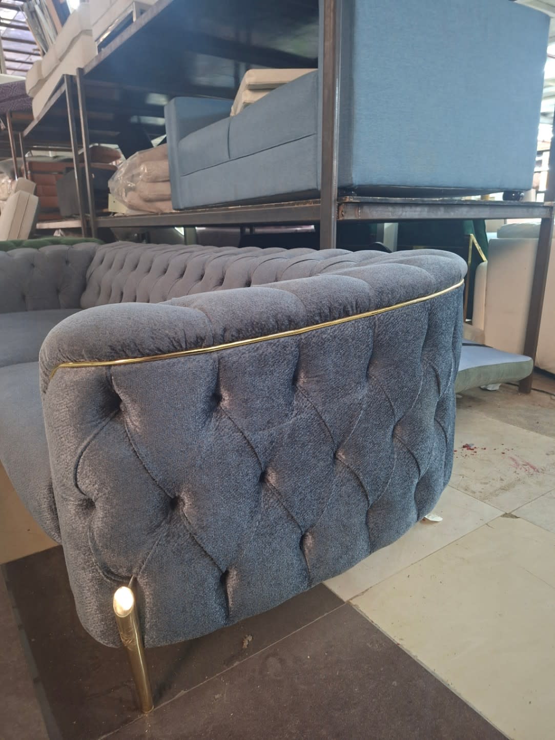 Chesterfield 3-Seater Sofa Grey 2