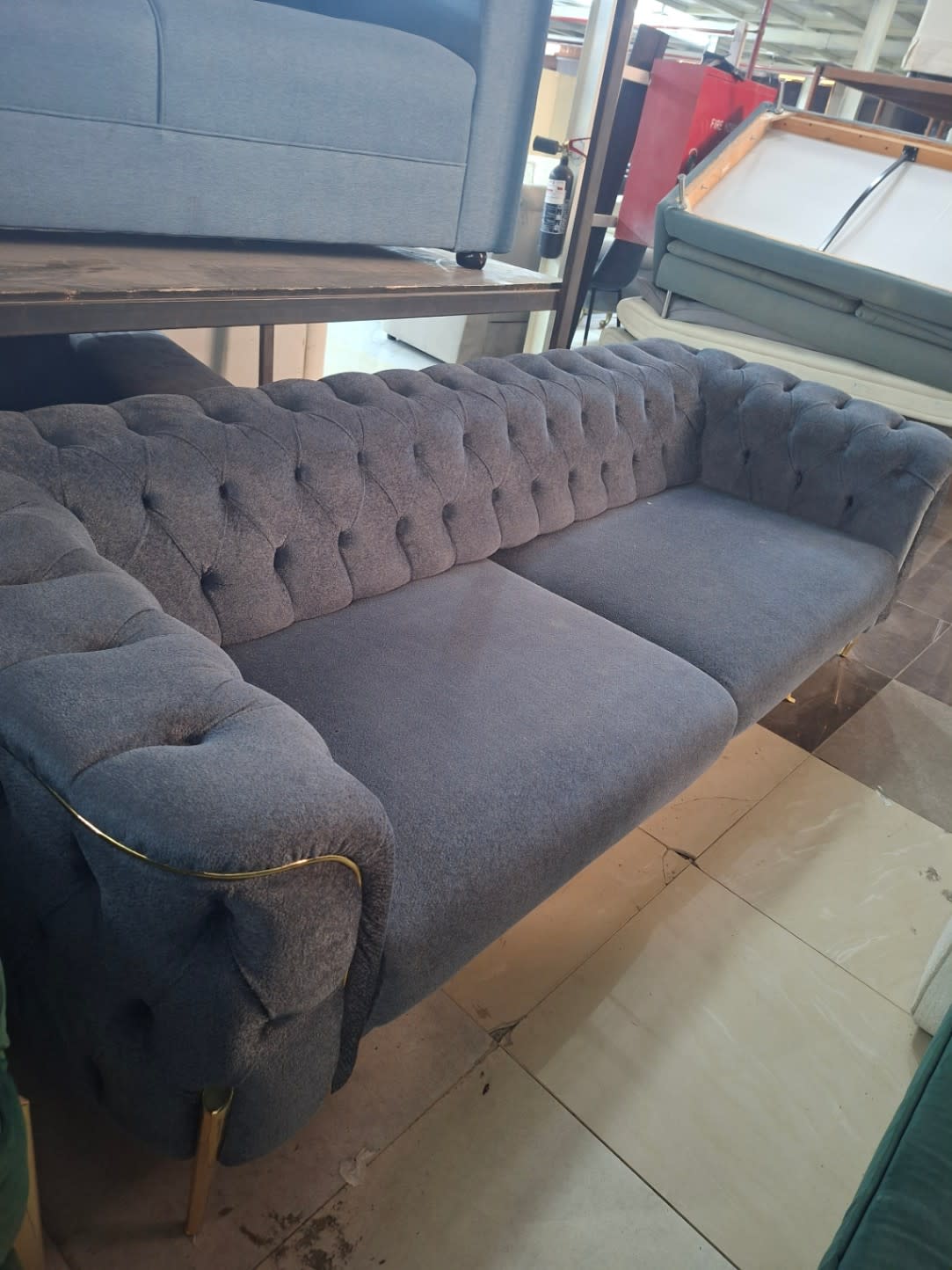 Chesterfield 3-Seater Sofa Grey 3
