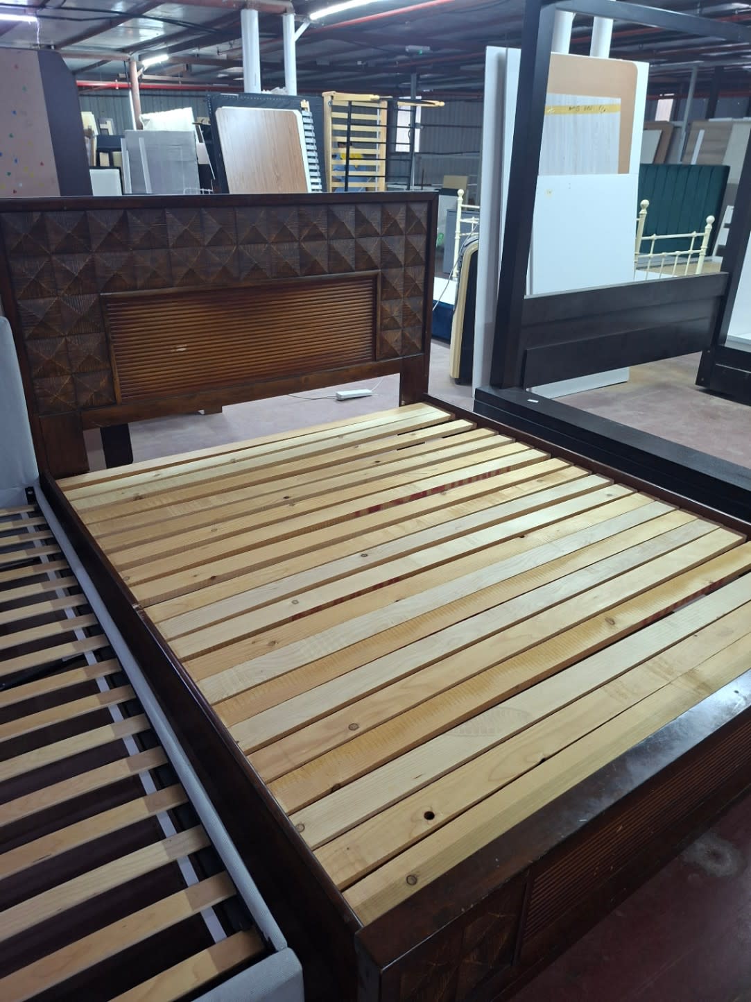 King Bed Frame with Carved Headboard 3