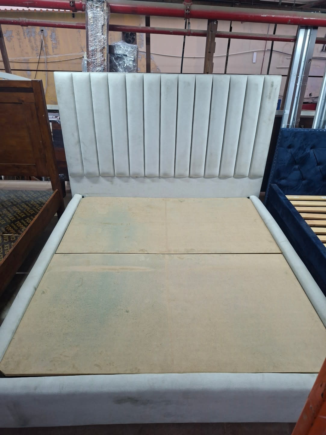 Upholstered Bed Frame with Channel-Tufted Headboard