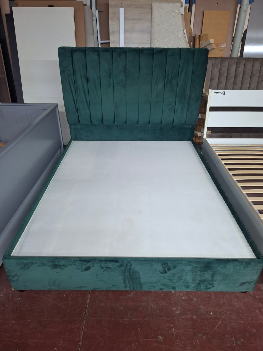 Upholstered Bed Frame with Channel-Tufted Headboard