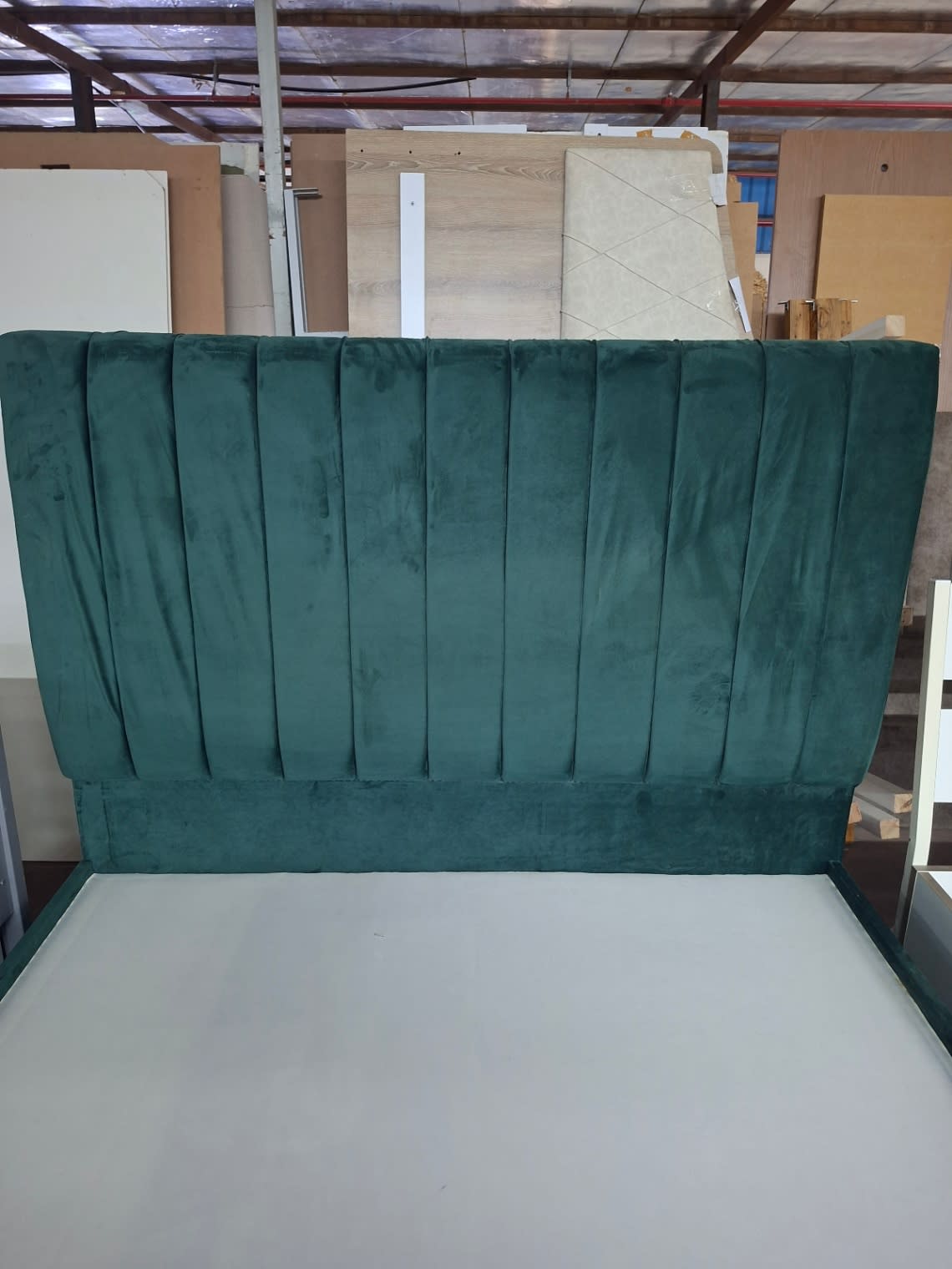 Upholstered Bed Frame with Channel-Tufted Headboard 2
