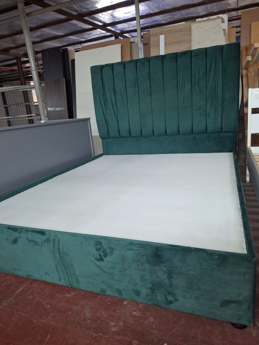 Upholstered Bed Frame with Channel-Tufted Headboard 3