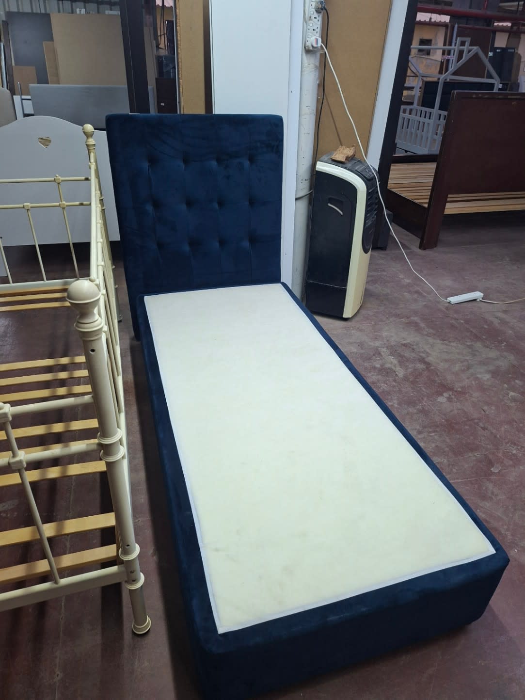 Single Bed Frame with Upholstered Headboard