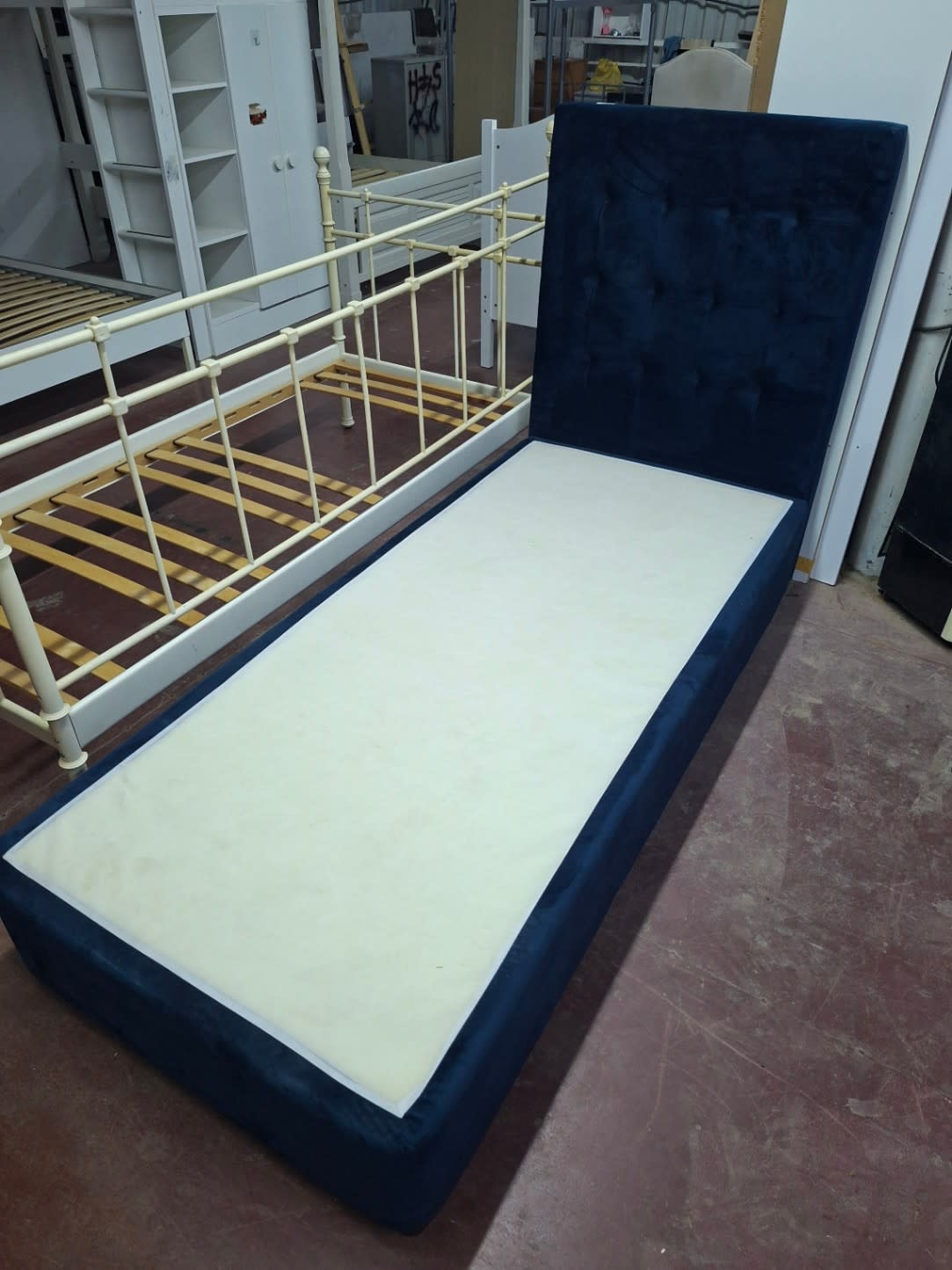 Single Bed Frame with Upholstered Headboard 2