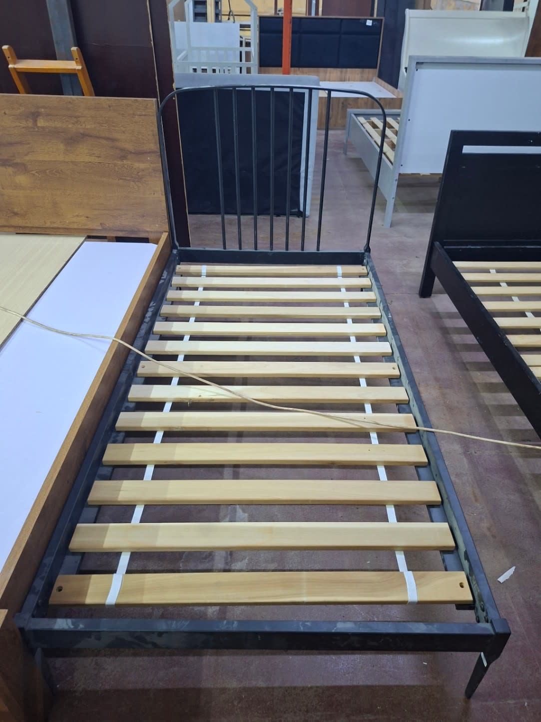 Single Metal Bed Frame with Slatted Base