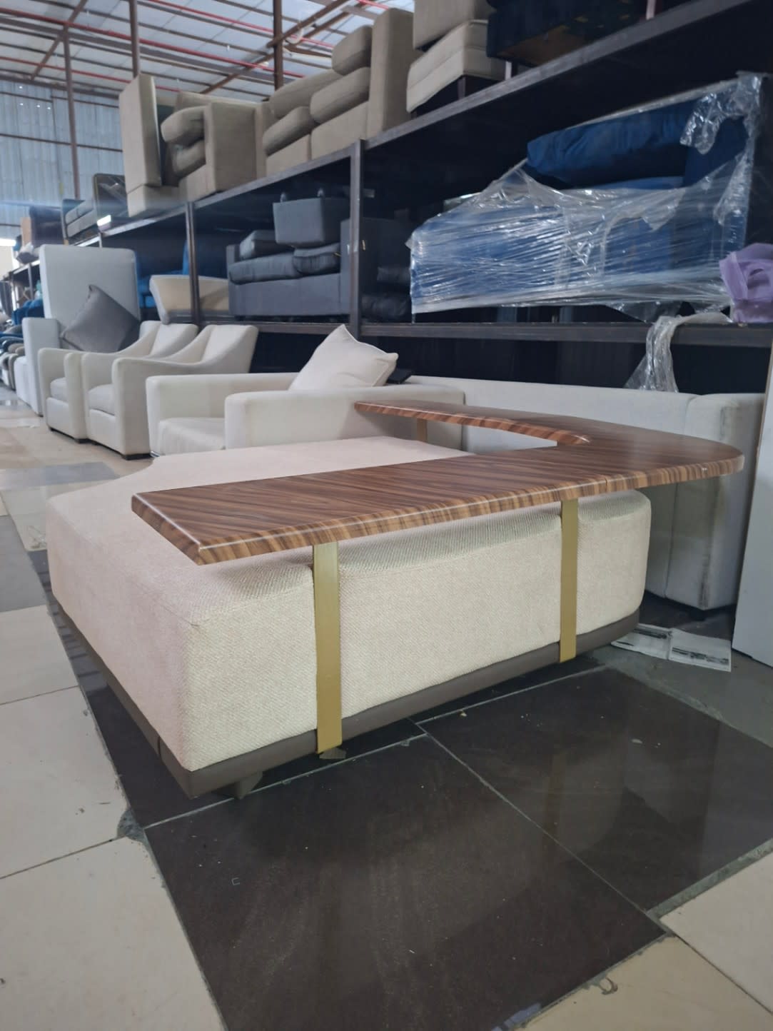 Corner Ottoman with Wooden Surround 3