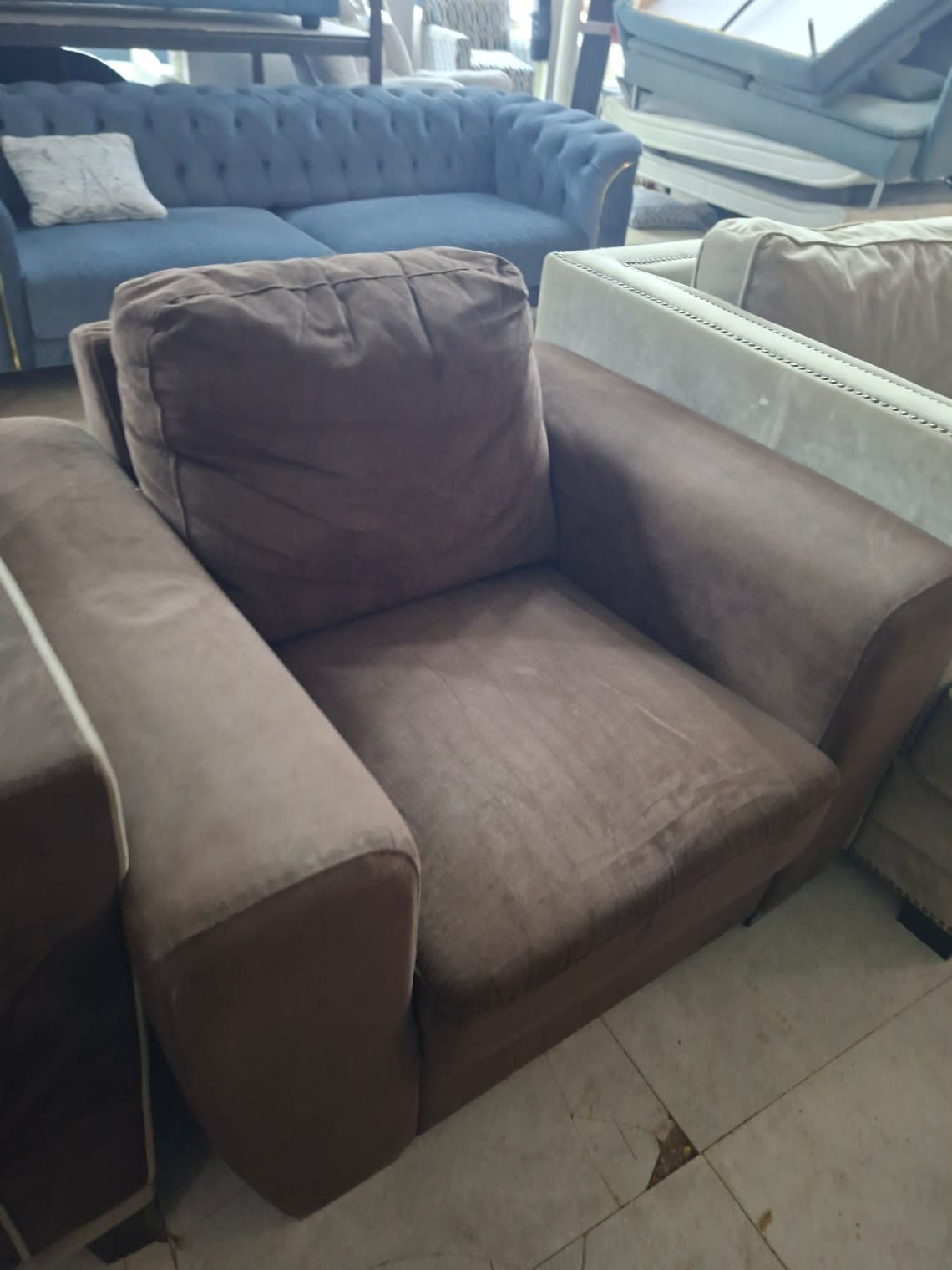 3+2+1 Sofa Set Brown Suede 3
