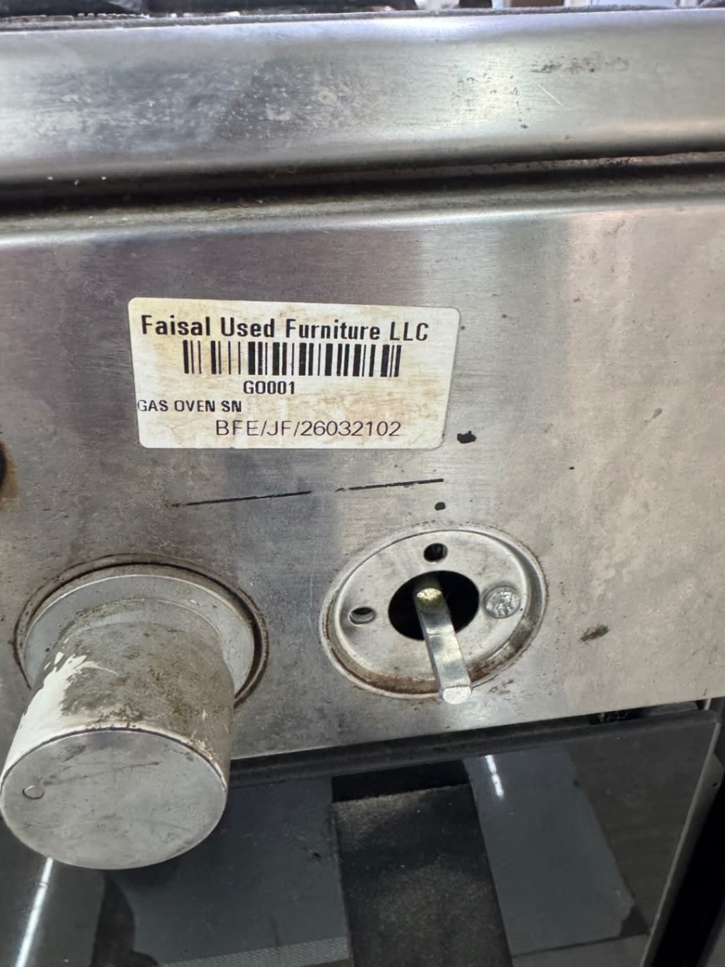 Bufaisal barcode label BFE/JF/26032102 for used Siemens gas cooker with oven