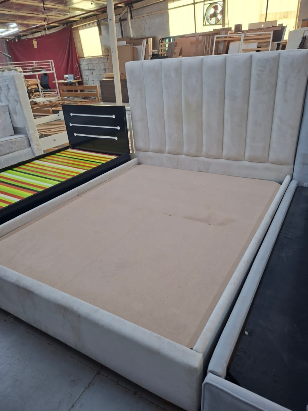 Upholstered Bed Frame with Channel-Tufted Headboard 3