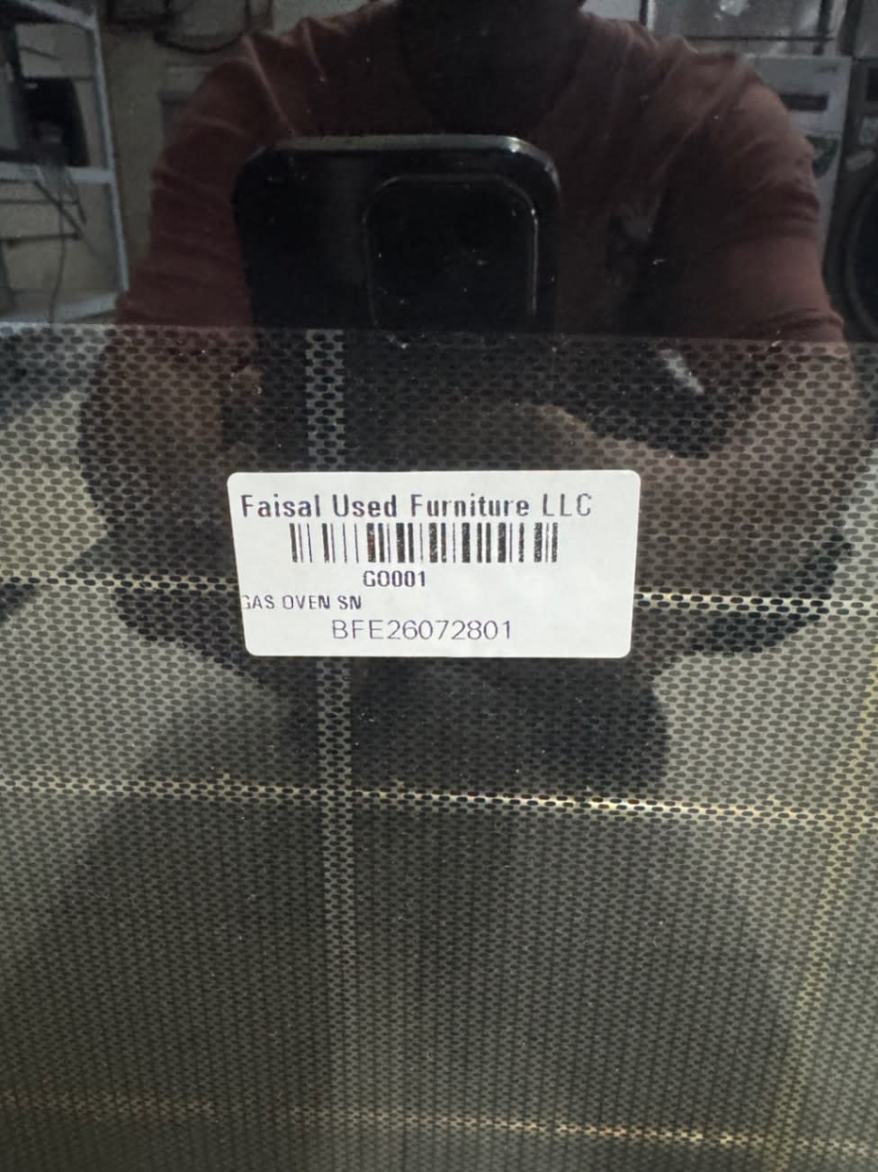 Bufaisal barcode label BFE26072801 for used Siemens gas cooker with oven