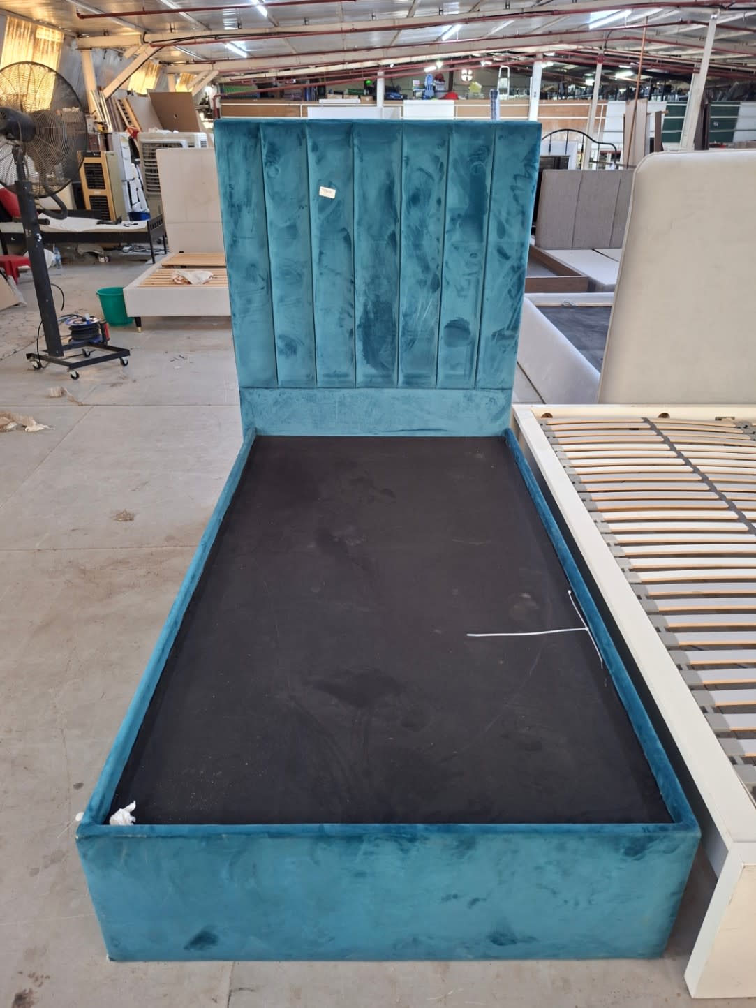 Single Bed Frame with Upholstered Headboard